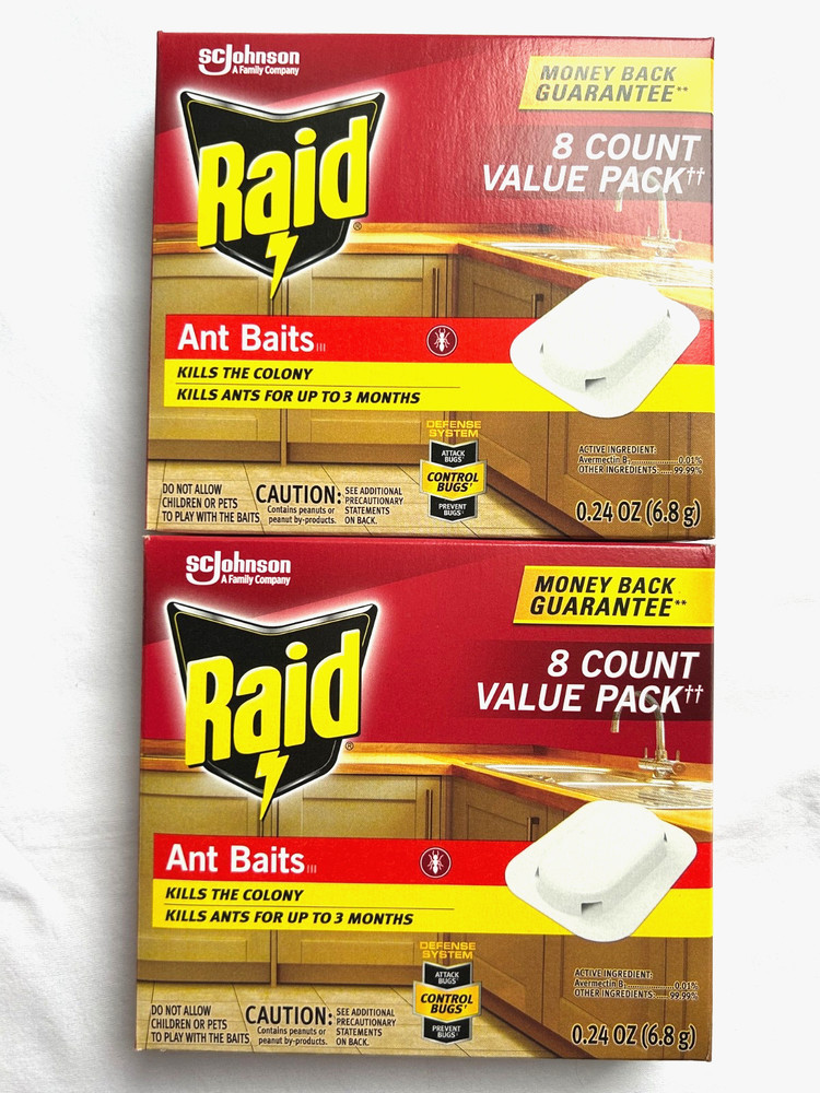 2 RAID Ant Baits III Pest Control Traps Child Resistant 8 per box