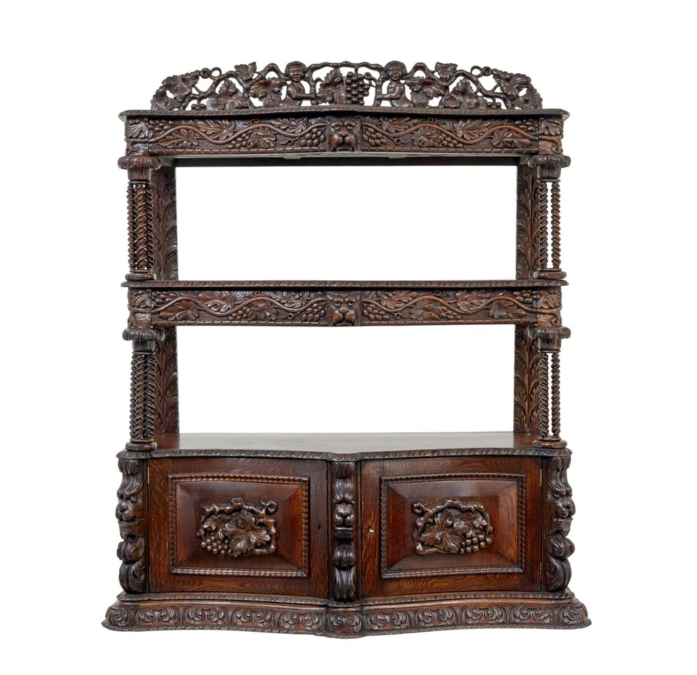 19TH CENTURY PROFUSELY CARVED VICTORIAN OAK BUFFET