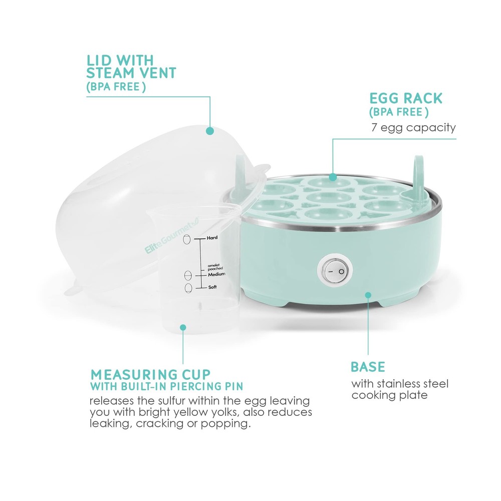 EGC115M Easy Egg Cooker 7-Egg Capacity, Soft, Medium, Hard-Boiled Egg Cooker ...