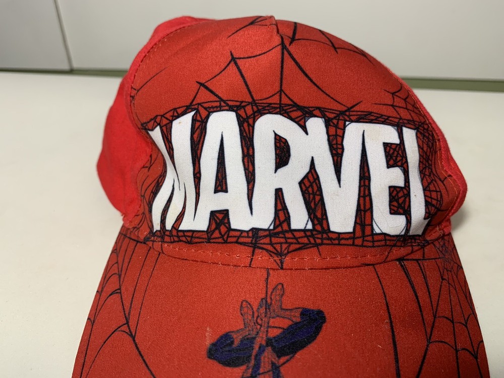 Marvel Spiderman Baseball Hat Youth Red One Size Webbed Adjustable Cap