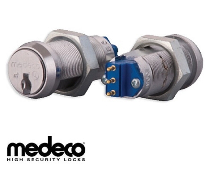 Medeco On-Off Key Switch Lock, Momentary (Spring Return), Single Pole w/ 1 Key