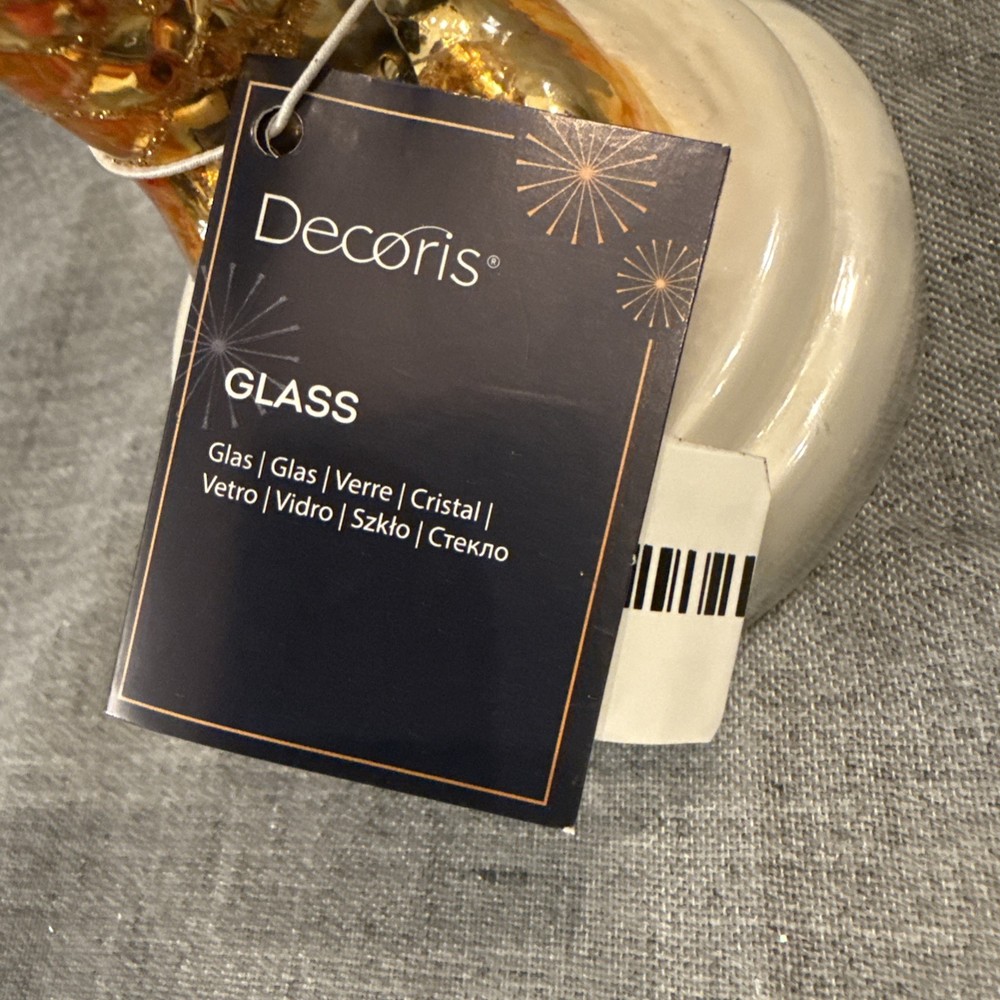 Decoris Glass Tabletop Nutcracker 12.5” NWT Gold White Red