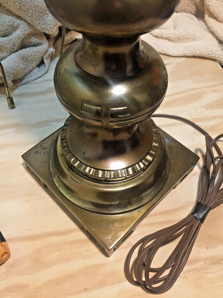 Art Deco Thick HEAVY solid CAST brass table lamp