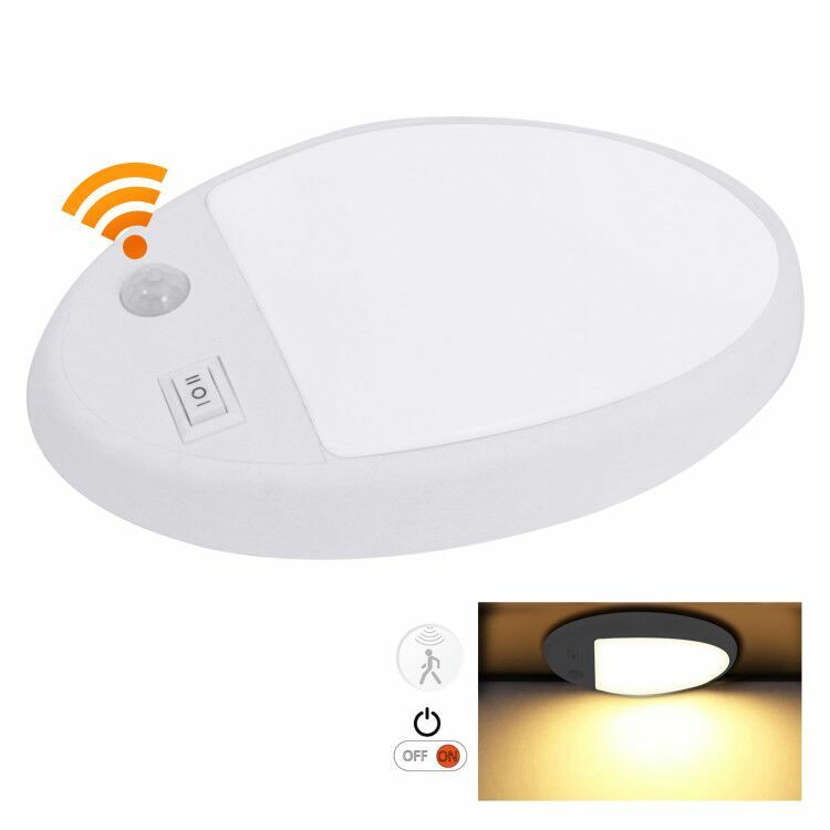 Facon RV 12V LED Dome Light w/Switch & Motion Sensor for Camper Trailer Boat RV