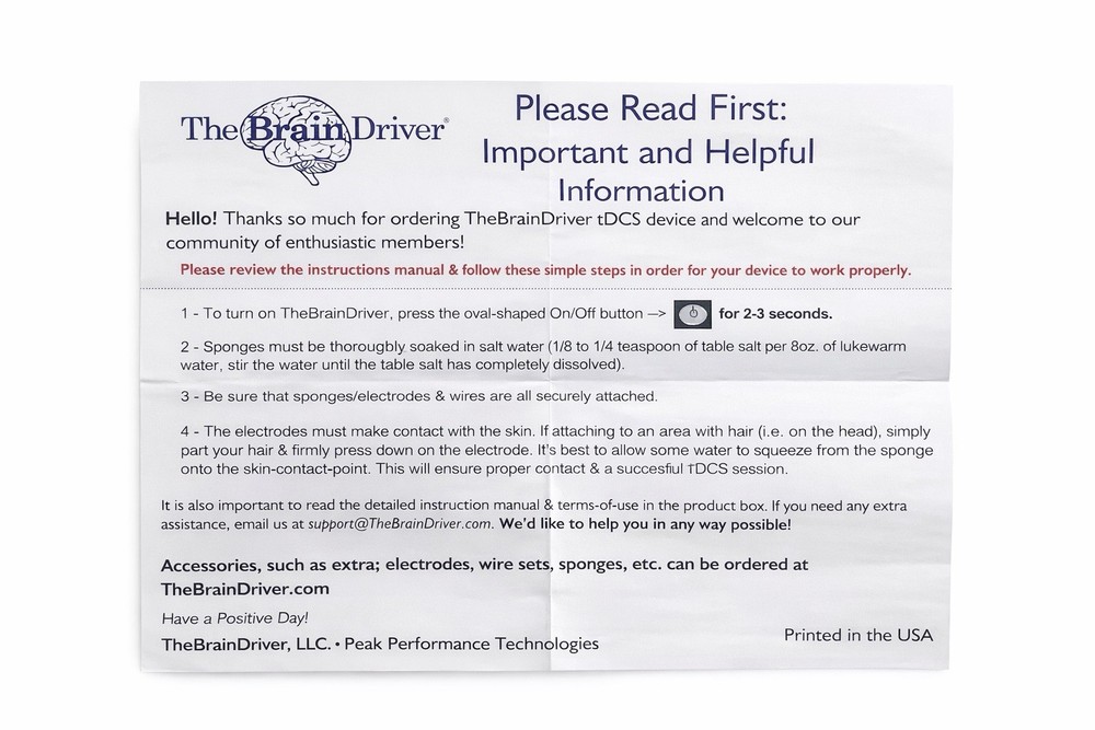 TheBrainDriver tDCS v2.1 Stimulation Device Kit for Head, Electrotherapy