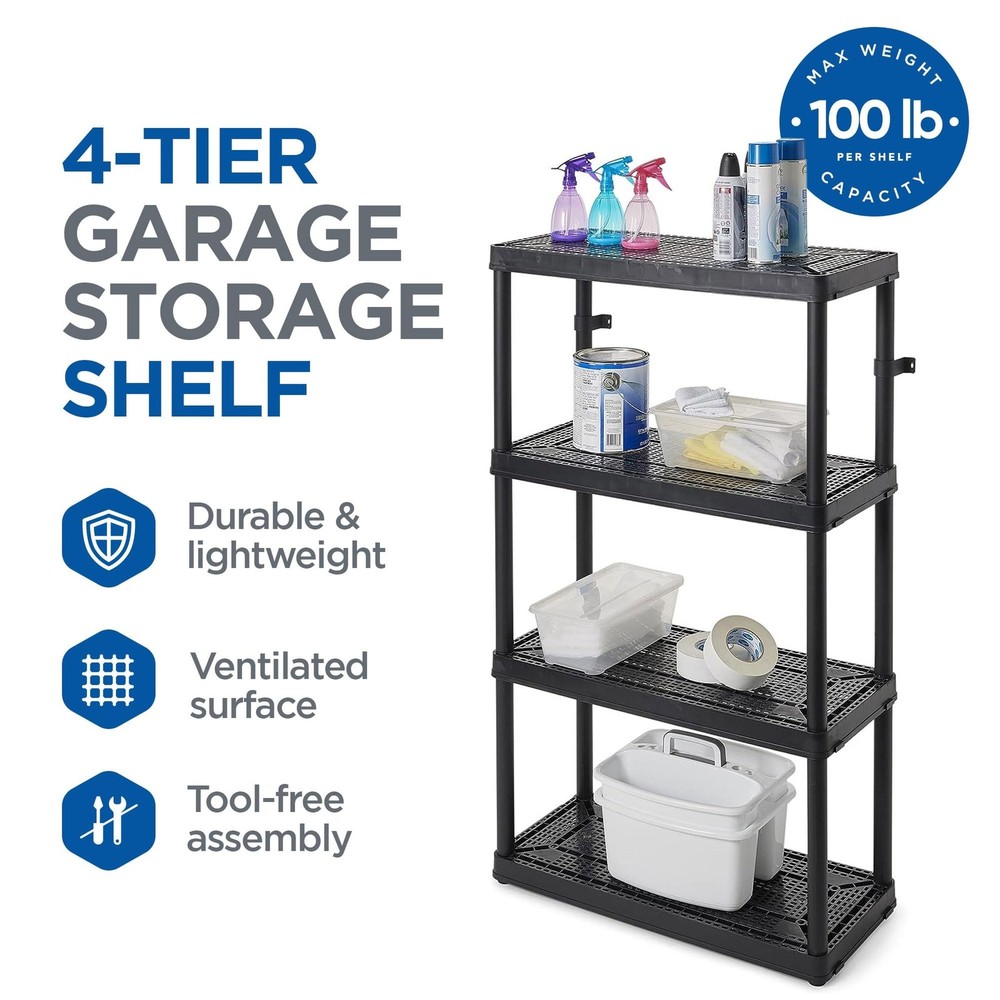 Gracious Living 2 Pack Storage Rack, 4 Shelf Fixed Height Medium Duty Unit, B...