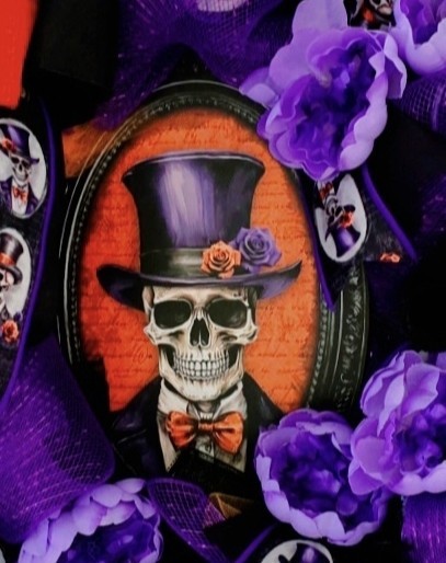 Halloween Skeleton Mesh Wreath Handmade