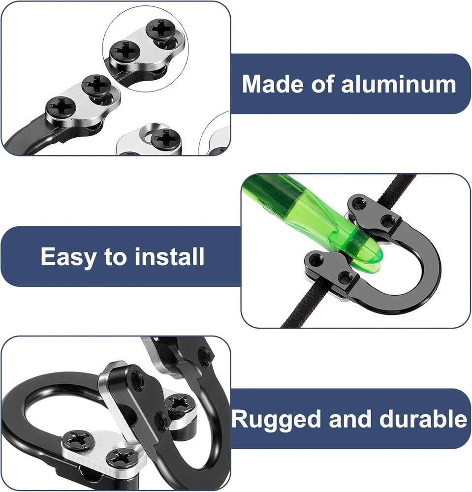 Archery D Loop 2 Set Metal U Nock Bow Release Aid Compound Hunting