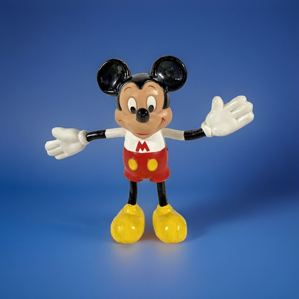 Disney Mickey Mouse Vintage Posable Moveable Rubber 5" Figurine
