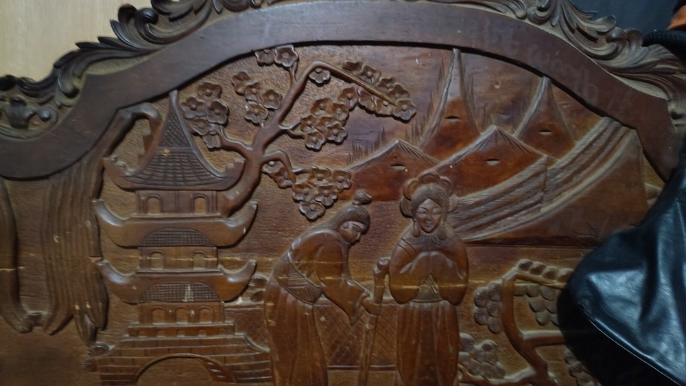 Hand carved King Size Japanese Headboard