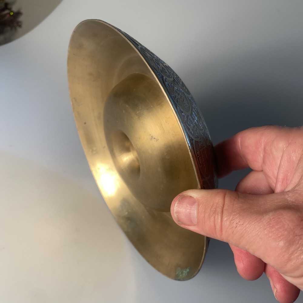 Large Brass Round Ashtray Korea 8 1/2”