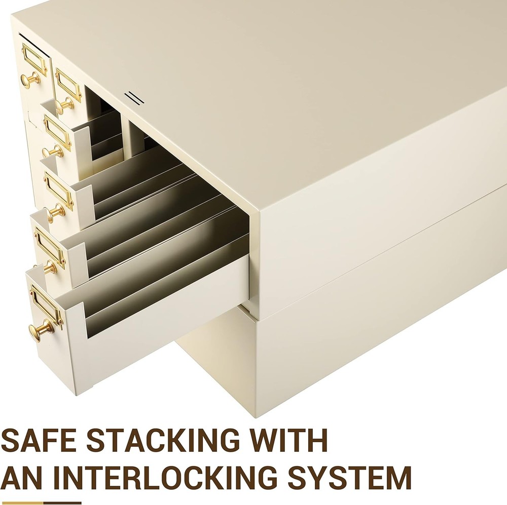 Microscope Slide Stackable Storage Cabinet, 6-Drawer, Metal, Stackable, Tan