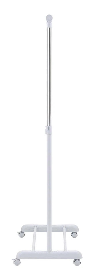 Adjustable Rolling Garment Rack Chrome White Metal Shoe Storage Space Saving NEW