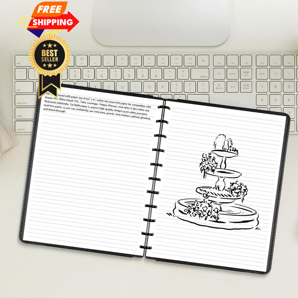 Letter Size Discbound Refill Paper, 11 Disc Paper 100 Sheets, White