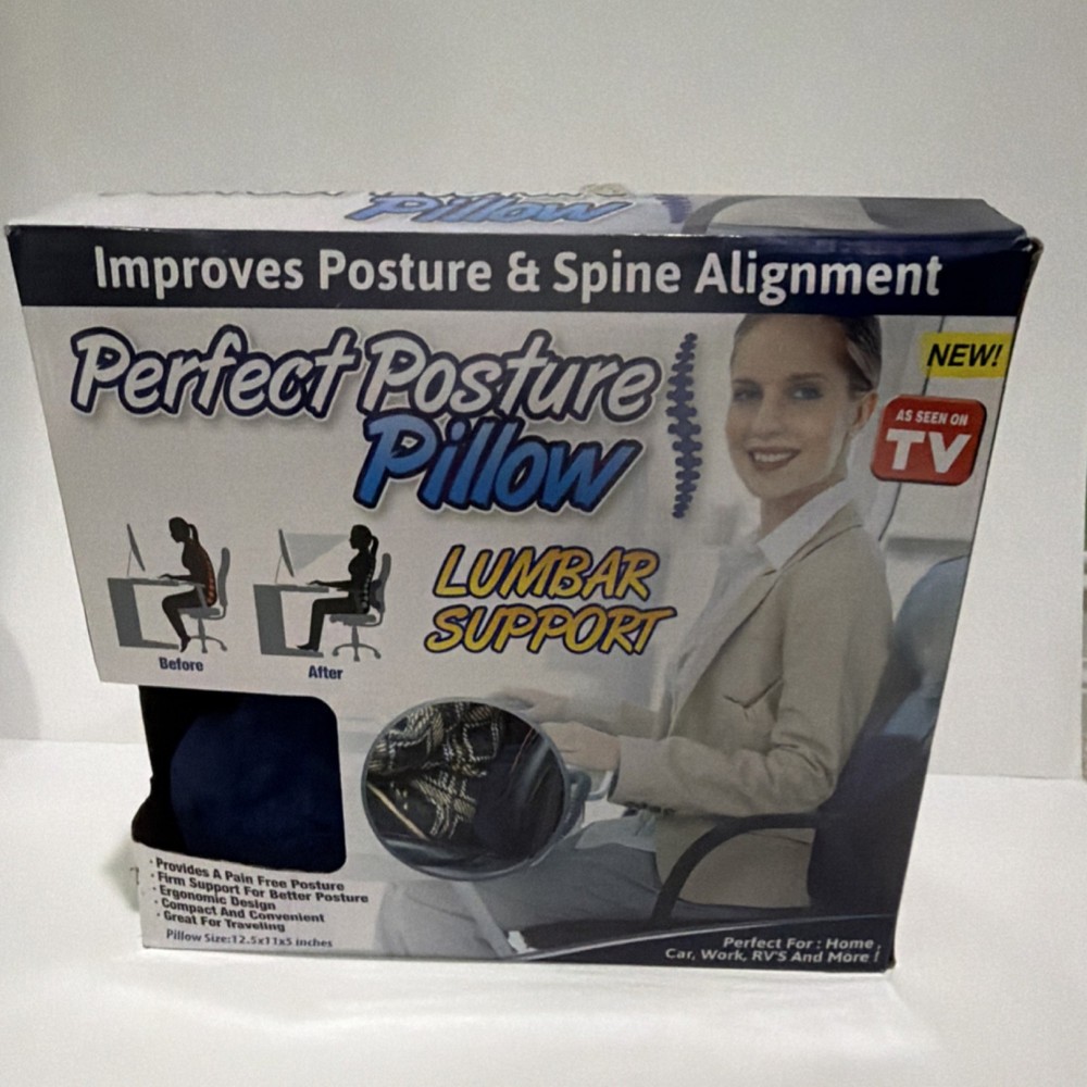 Perfect Posture Pillow Memory Foam Ergonomic Back Support Cushion Black