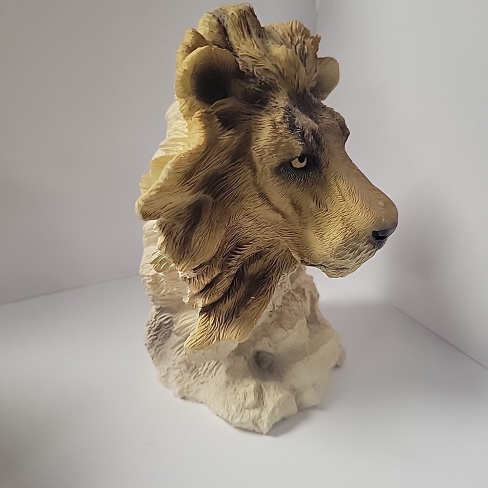 Clay Ceramic Lion Head Book Ends - 6.25" Tall