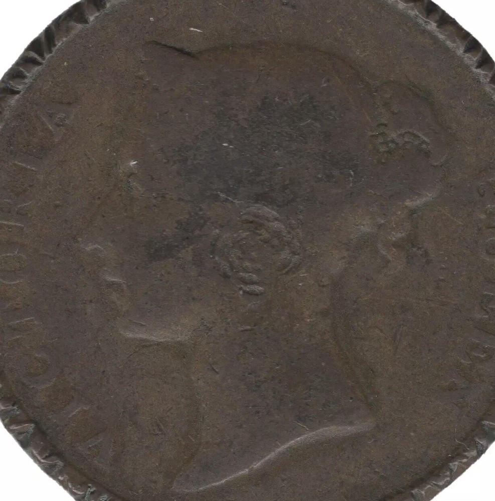 1845 Straits Settlements One Cent Coin – Modified Edge