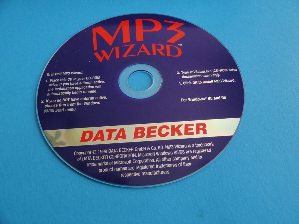 MP3 WIZARD - DATA BECKER - WIN 95/98 - TURN MP3 FILES TO CDs -- CLEAN