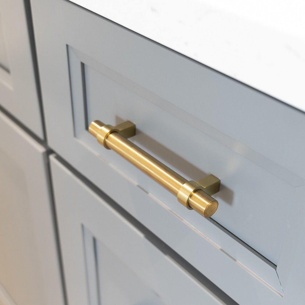 Gold Satin Brass Brushed Modern Cabinet Handles Pulls Kitchen Hardware Stainless