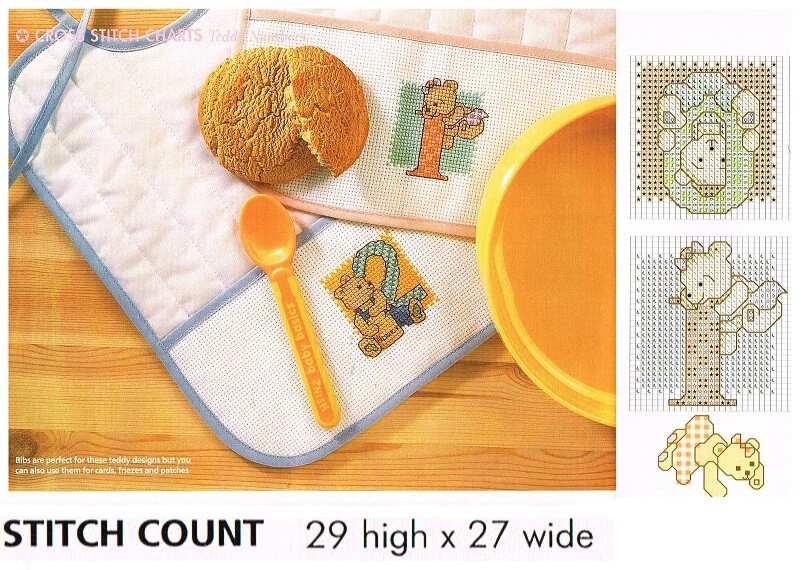 TEDDY 0-9  (BOY/GIRL) CROSS STITCH PATTERN ONLY   EQ -  WU