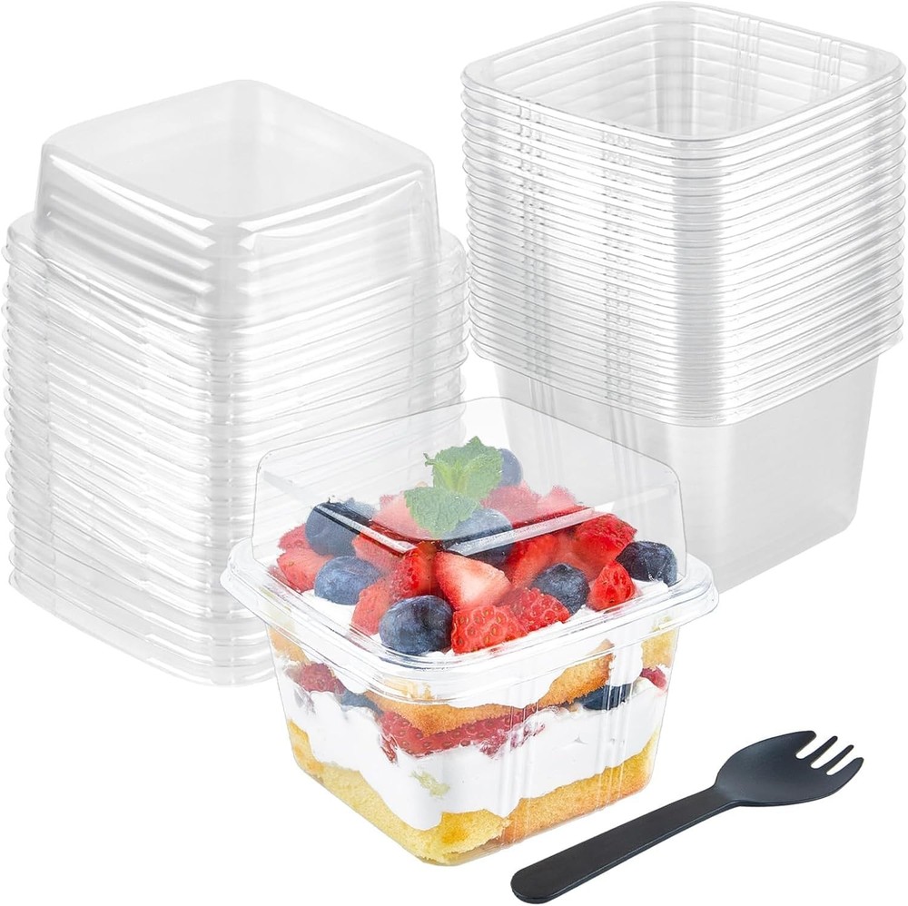 LATERN 40Pcs Plastic Dessert Cups with Lids, 240ml