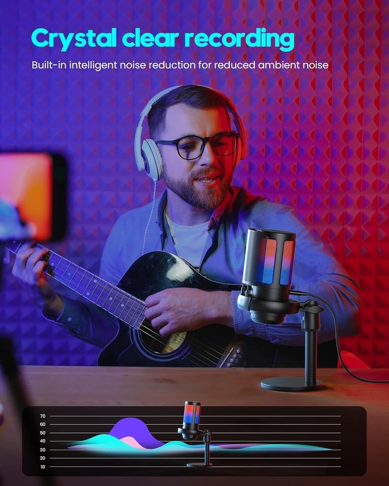 Professional USB Gaming Microphone with RGB Lights - Stream & Record Creatively