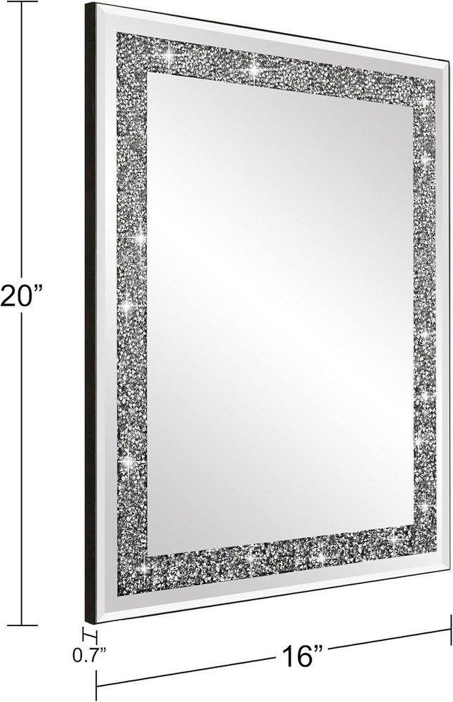 Rectangular Wall Mirror Crystal Crush Diamond Mirro Home Accent Mirror 16" x 20"