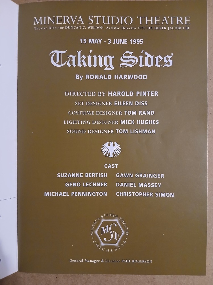 Taking Sides,1995 Minerva Theatre Programme