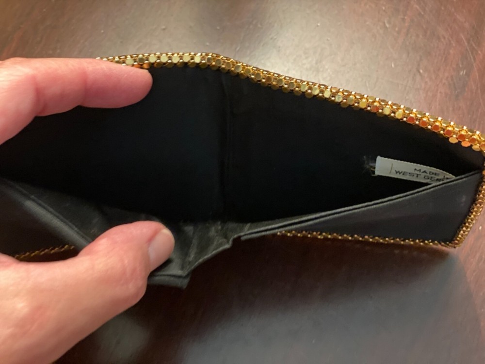 VINTAGE GOLD MESH BLACK BILL WALLET