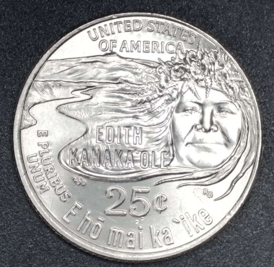 2019 P Edith Kanaka 'Ole Quarter Die Break Chip Mountain. Errors. #182