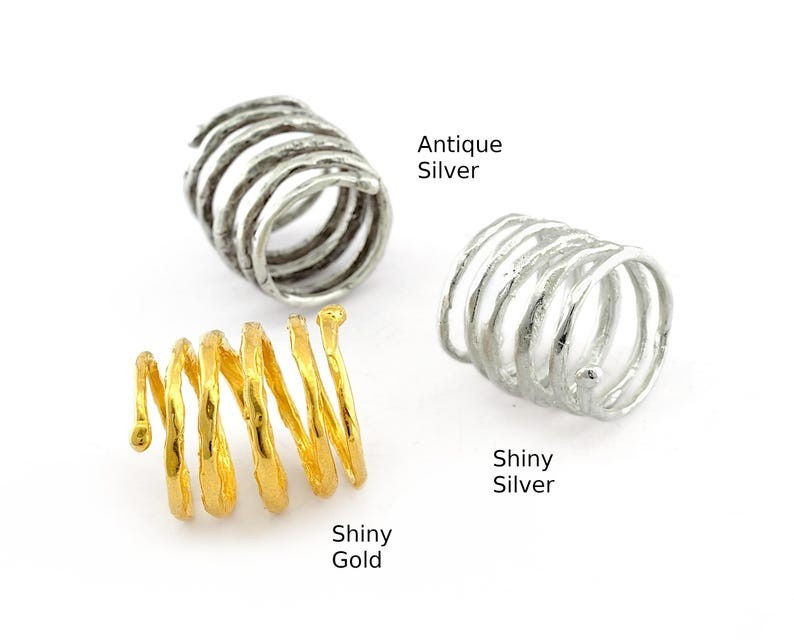 Minimal Spiral Wrap Ring Handmade Wire Look Adjustable Ring raw,gold,silver 5609