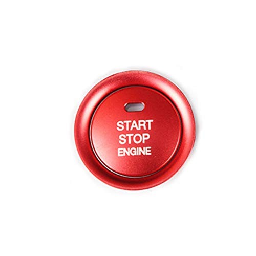 MAXDOOL 2pc Set Red Aluminum Keyless Engine Push Start Button & Surrounding