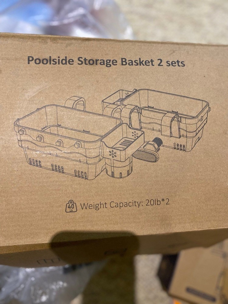 Storage sets for pools includes 2 baskets 2 cup holder weather resistant NWT