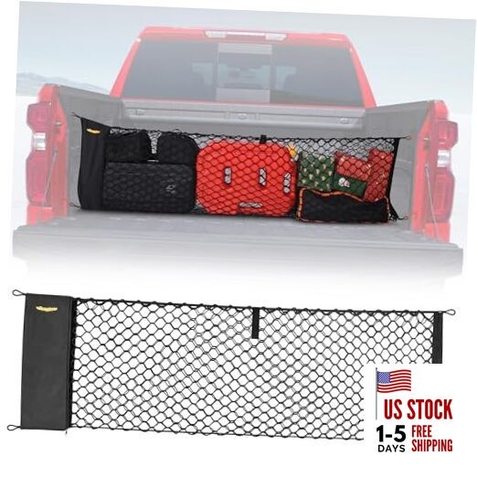 BUMBEE Envelope Style Trunk Cargo Net Compatible with Chevy Silverado 2013