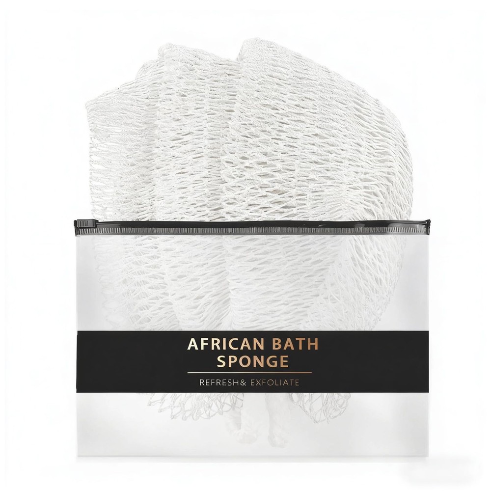 African Net Sponge Authentic with Knots - Exfoliating White