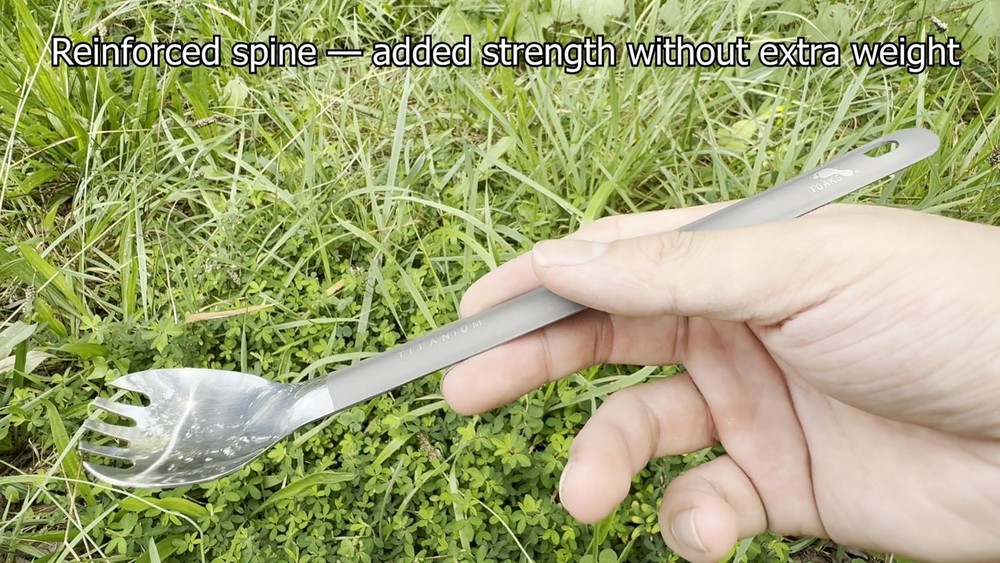 Titanium Long Handle Spork with Polished Bowl