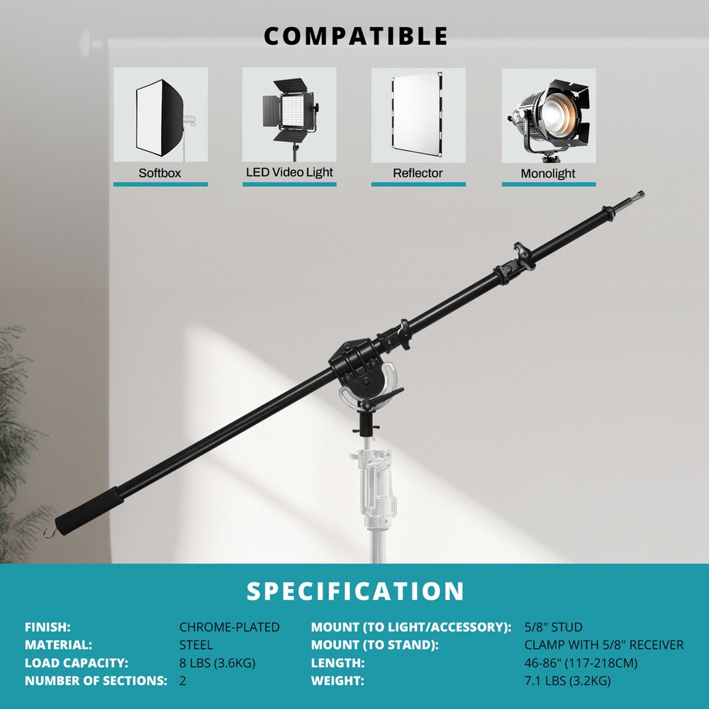 Flashpoint Boom Arm (Black Chrome-plated, 86") #FP-LSBA-B