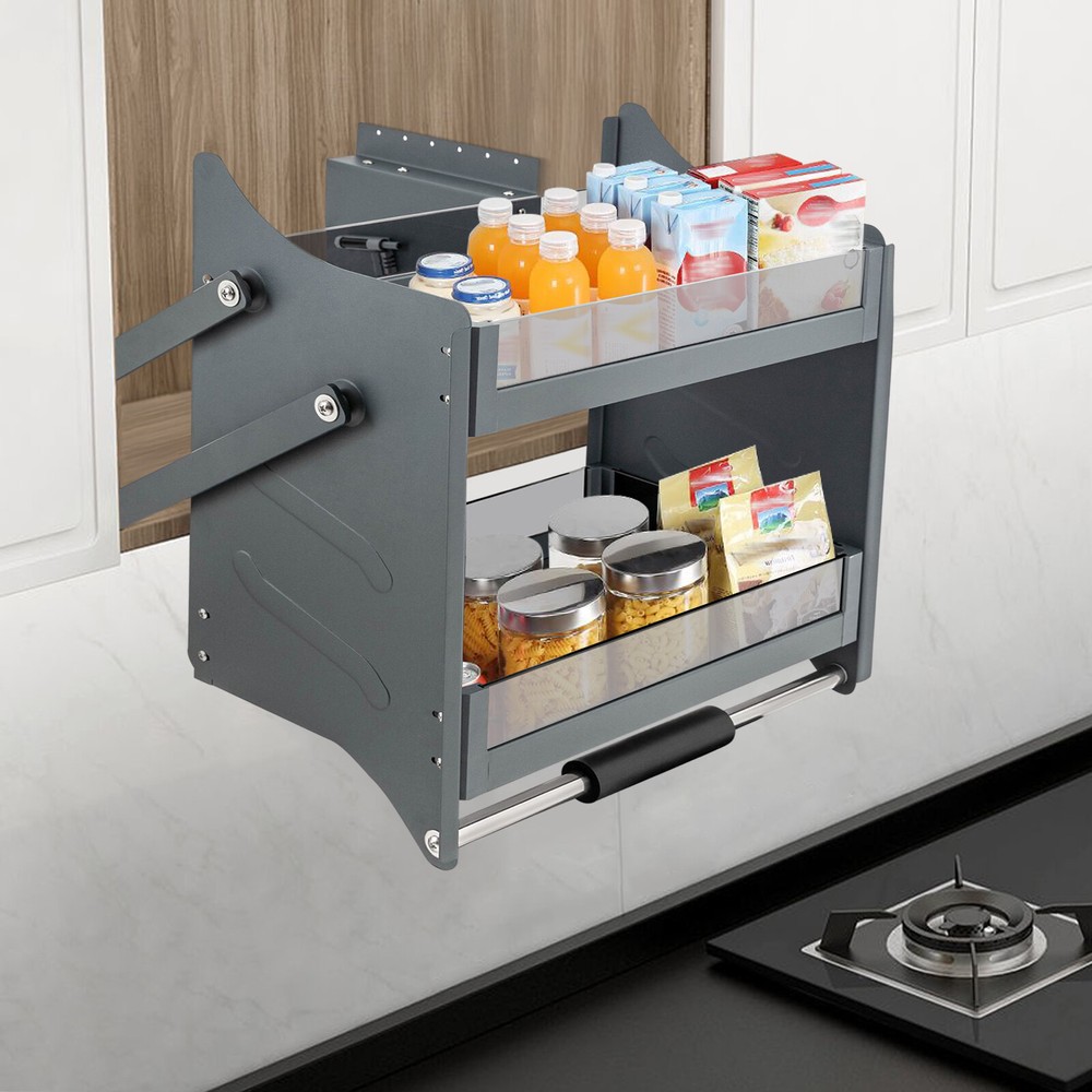 2-tier Pull-Out Cabinet Shelf Drop Down Shelf Pull-Down Lift for Kitchen Cabinet