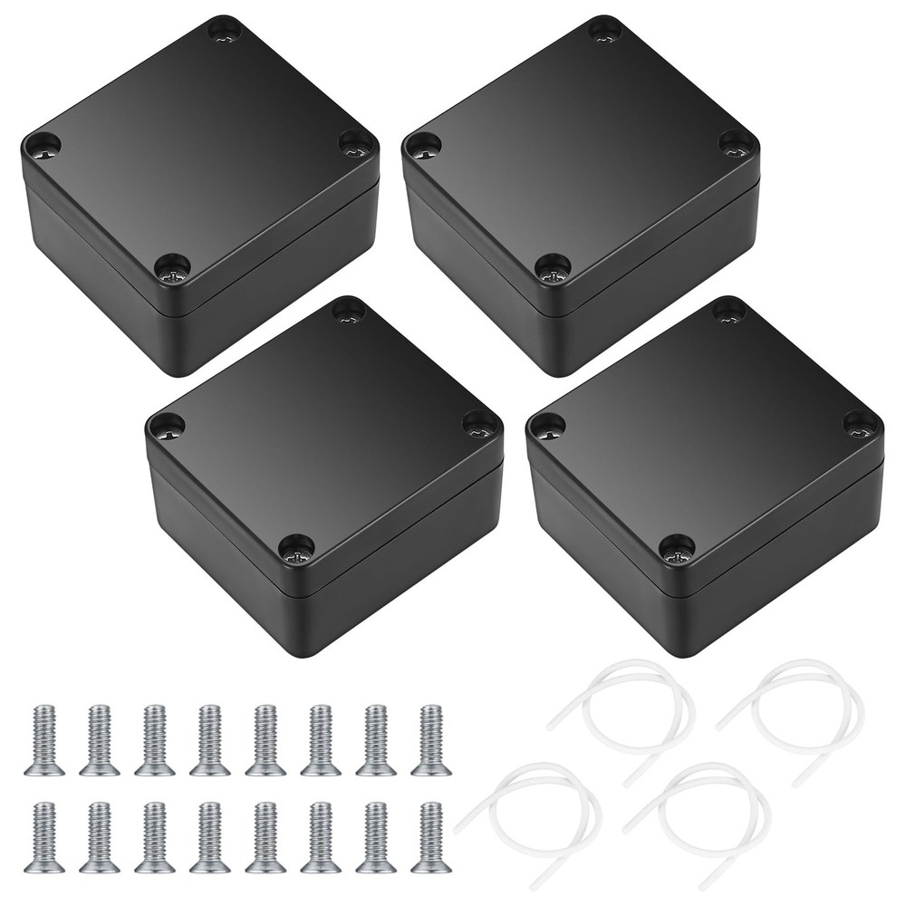 Project Box, 4 Pcs Electrical Junction 4 Small Boxes, black