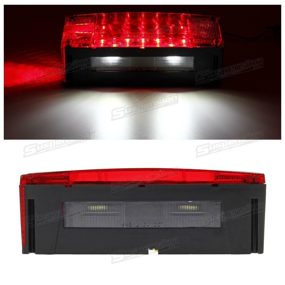 Left+Right LED Waterproof Red Trailer Boat Rectangle Stud Stop Turn Tail Lights