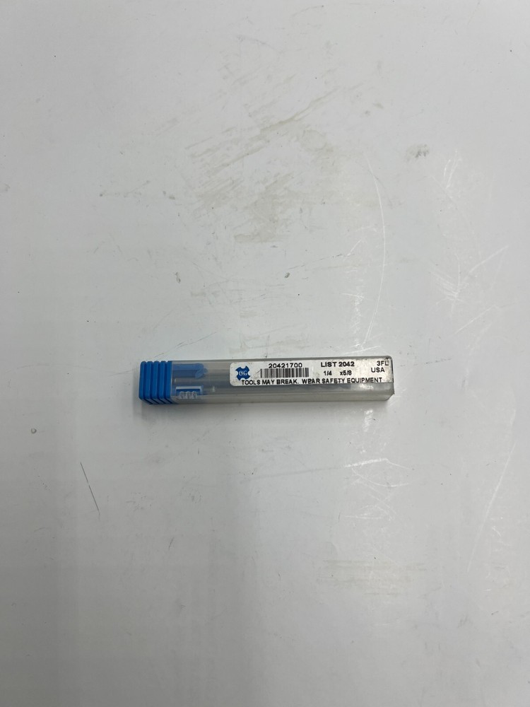 OSG 20421700 End Mill, Solid Carbide, 1/4, 3 FL, SGL, Sq End, CC