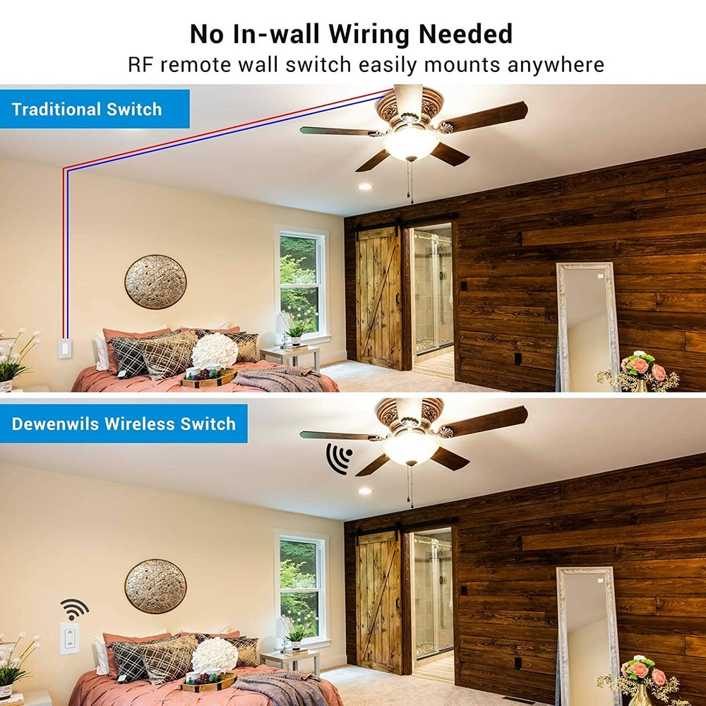 DEWENWILS Wireless Remote Control Wall Light Switch Ceiling Lights Programmable