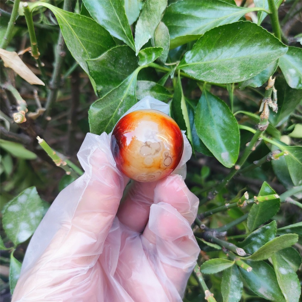 TOP 43G Natural Polished Banded Agate Crystal Sphere Ball Healing   059
