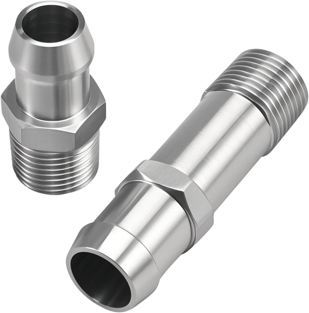 2Pcs Upgraded Stainless Steel 1/2" NPT Heater Hose Fittings, 5/8" Intake Fitting