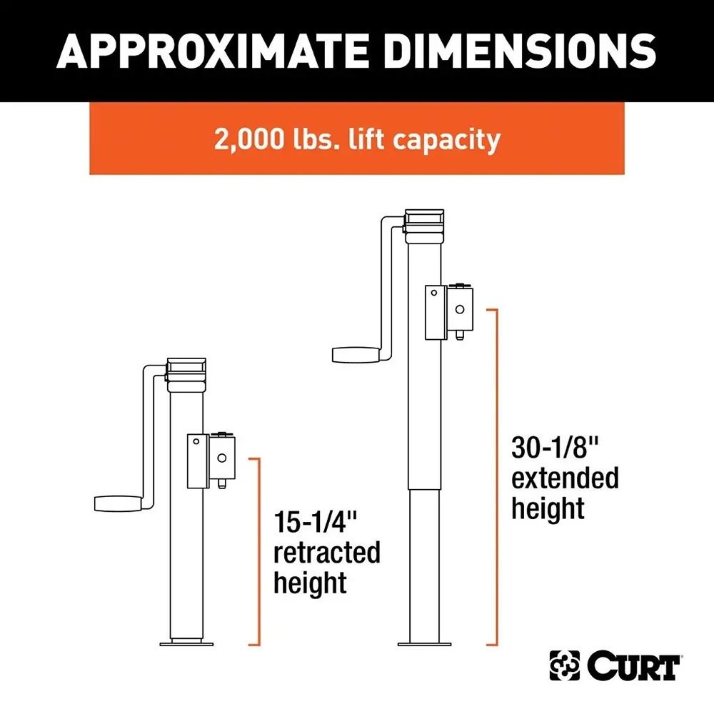 CURT 28324 Pipe-Mount Swivel Sidewind Jack