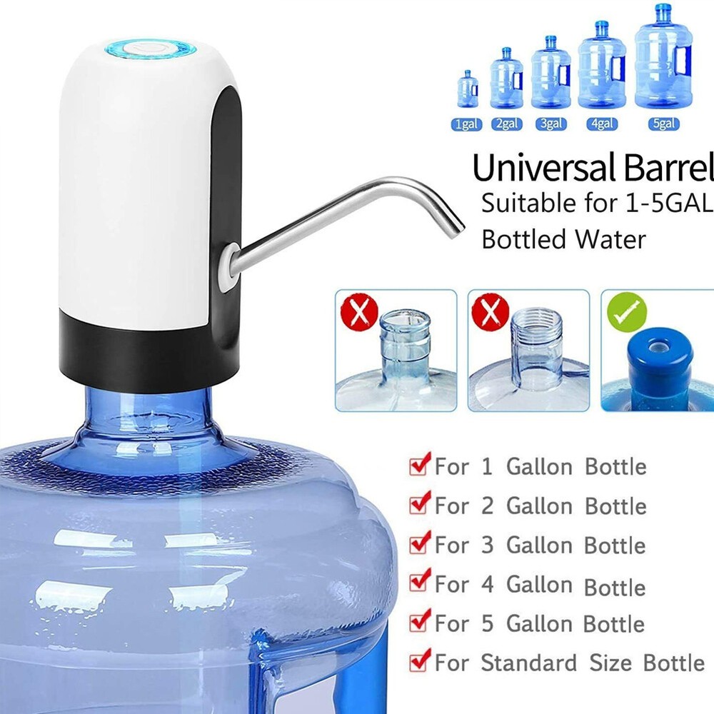 US 2 Pack Electric Water Bottle Pump USB Charging Automatic 5 Gallon Dispenser