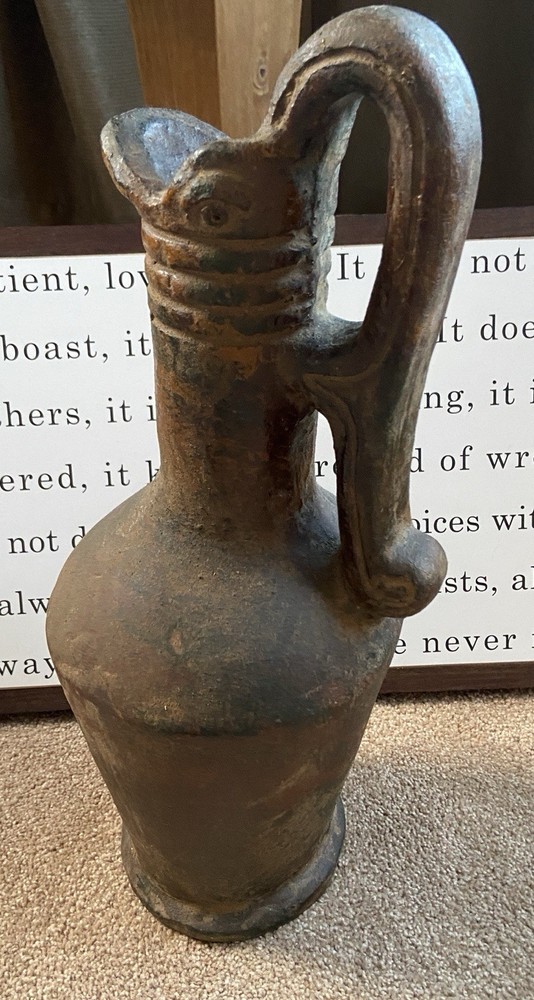 Antique Primitive Tall Ceramic Pottery Jug!