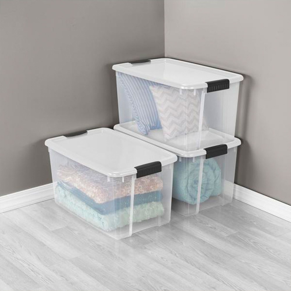 Sterilite Clear Plastic Stackable Storage Bin with Latching Lid