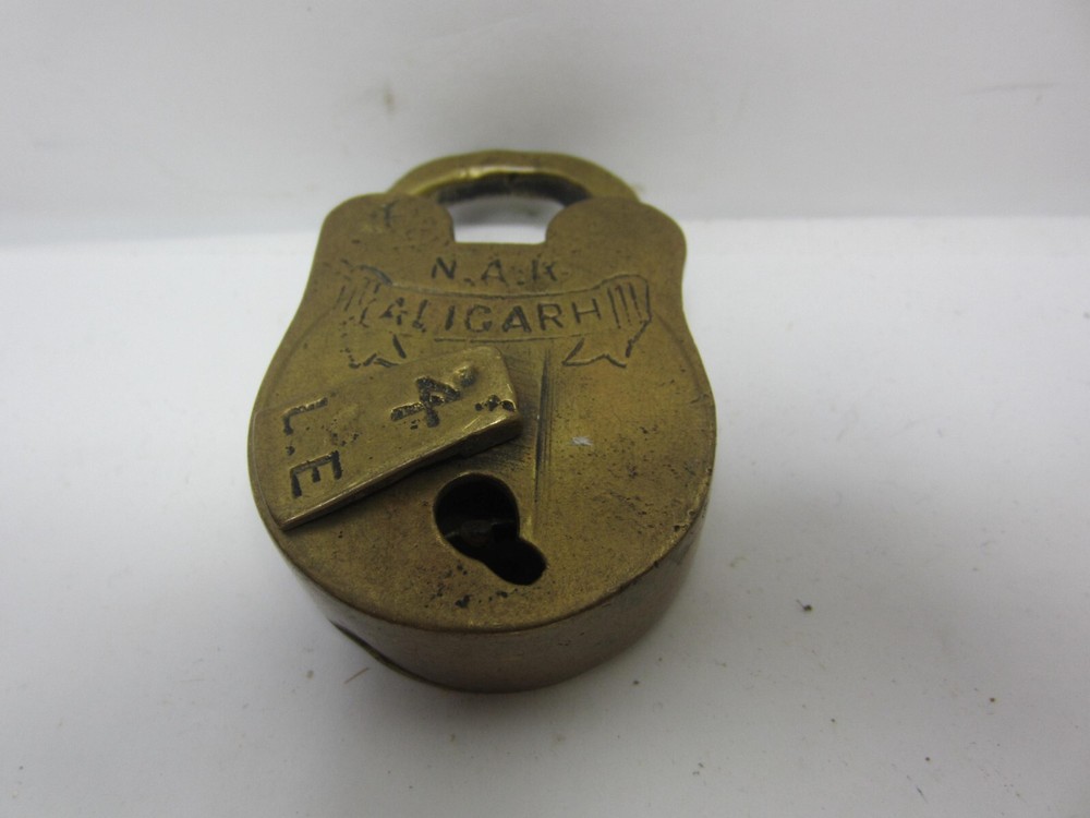 Antique Aligarh Brass Padlock with Key