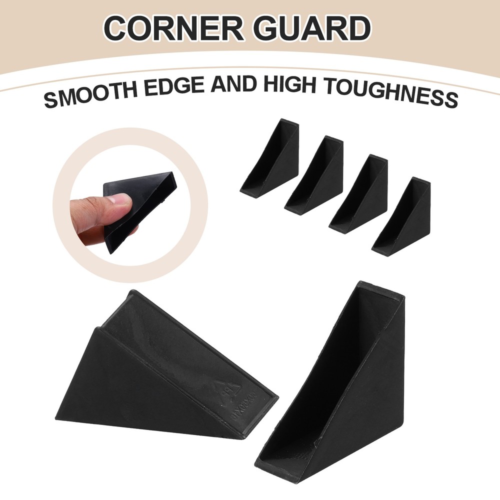 30Pcs 0.63x2in Plastic Right Angle Triangle Glass Table Corner Protector, Black